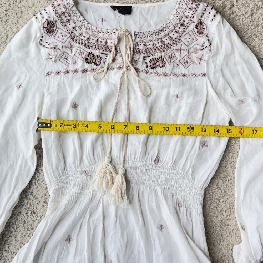 Fate Embroidered White Boho Blouse Size Small - Picture 9 of 14
